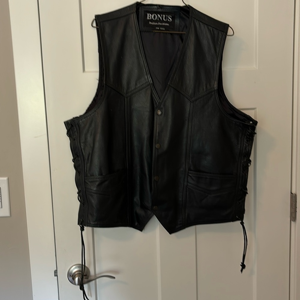 Leather biker vest